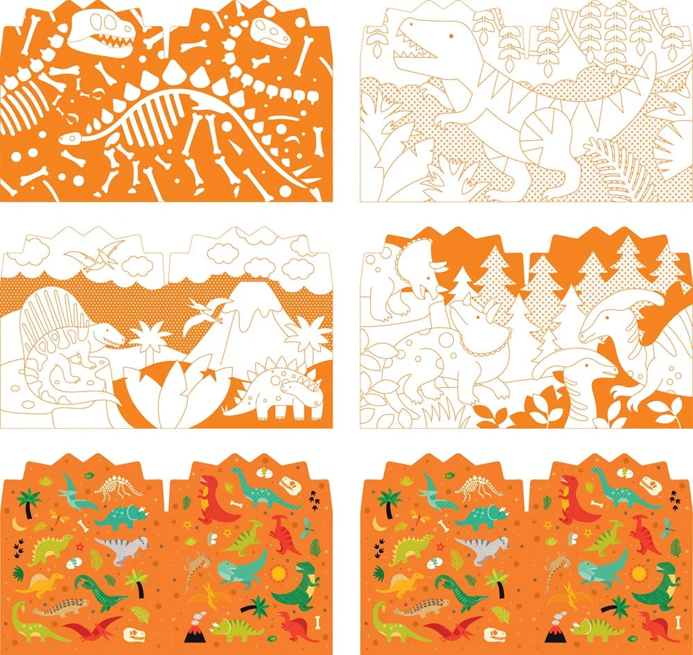 Coloring Book With Stickers: Dinosaurs | petit collage