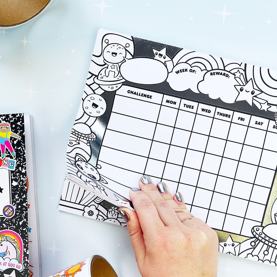 Outta This World Color-In Sticker Reward Chart | Pipsticks
