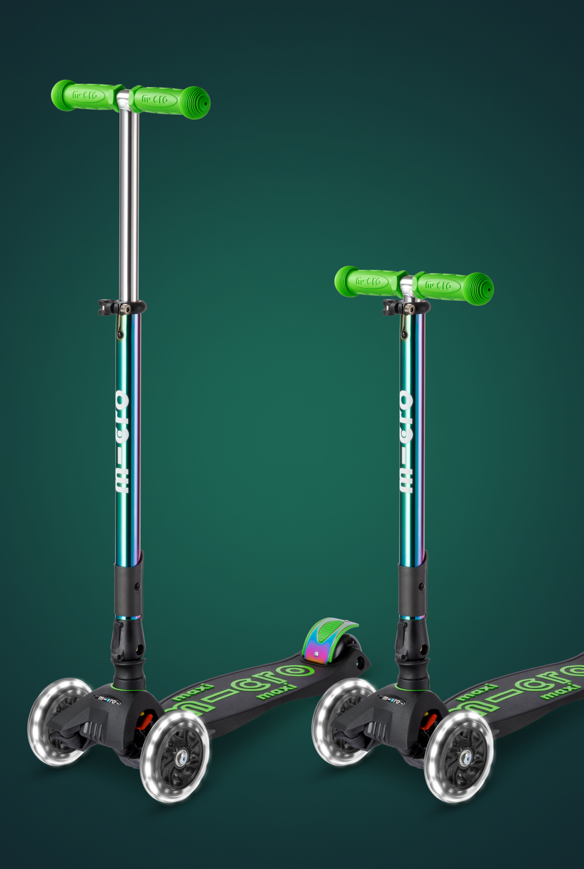 Micro Maxi Foldable LED Neochrome Scooter - Neochrome Green