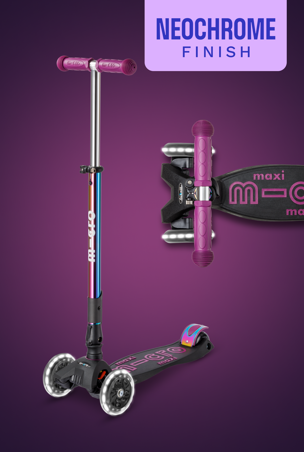 Micro Maxi Foldable LED Neochrome Scooter - Neochrome Purple