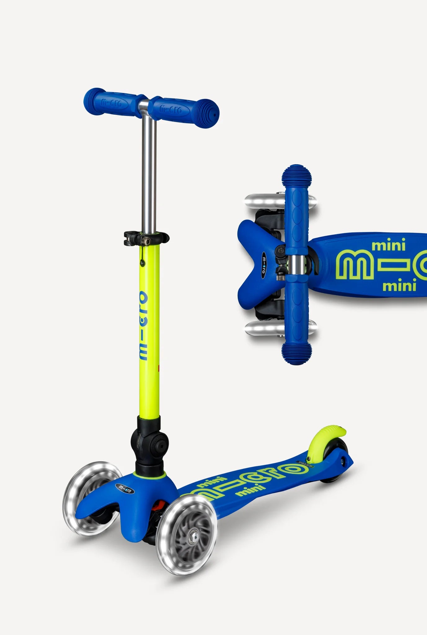 Micro Mini Foldable LED Scooter - Neon Canary Yellow/Blue - LOCAL PICK UP ONLY