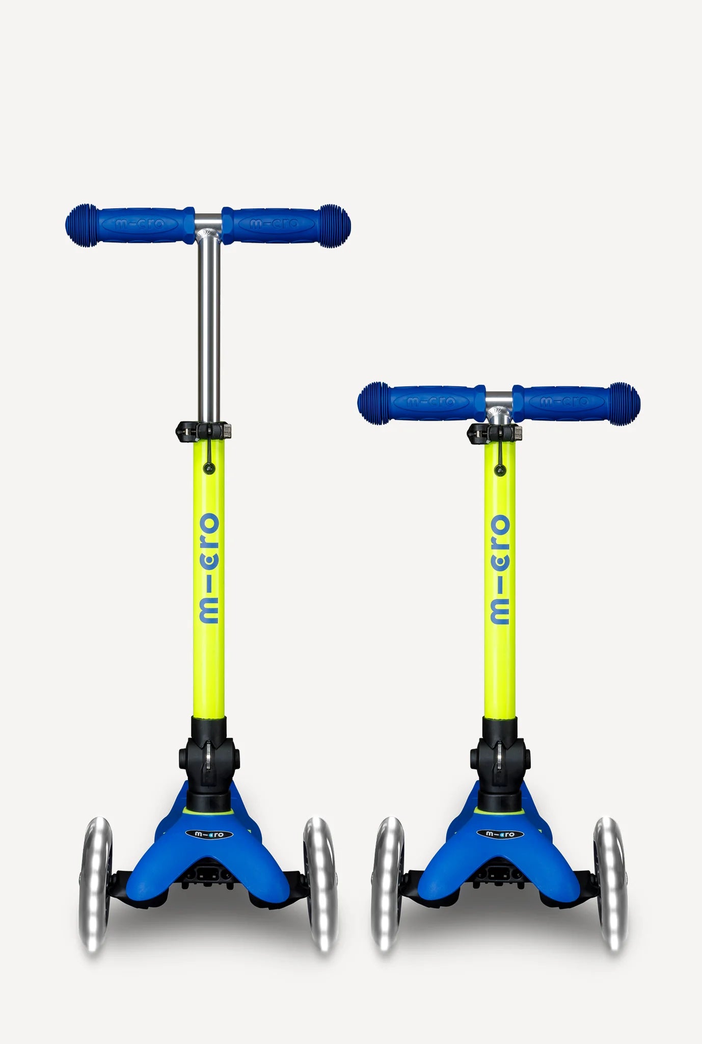 Micro Mini Foldable LED Scooter - Neon Canary Yellow/Blue - LOCAL PICK UP ONLY