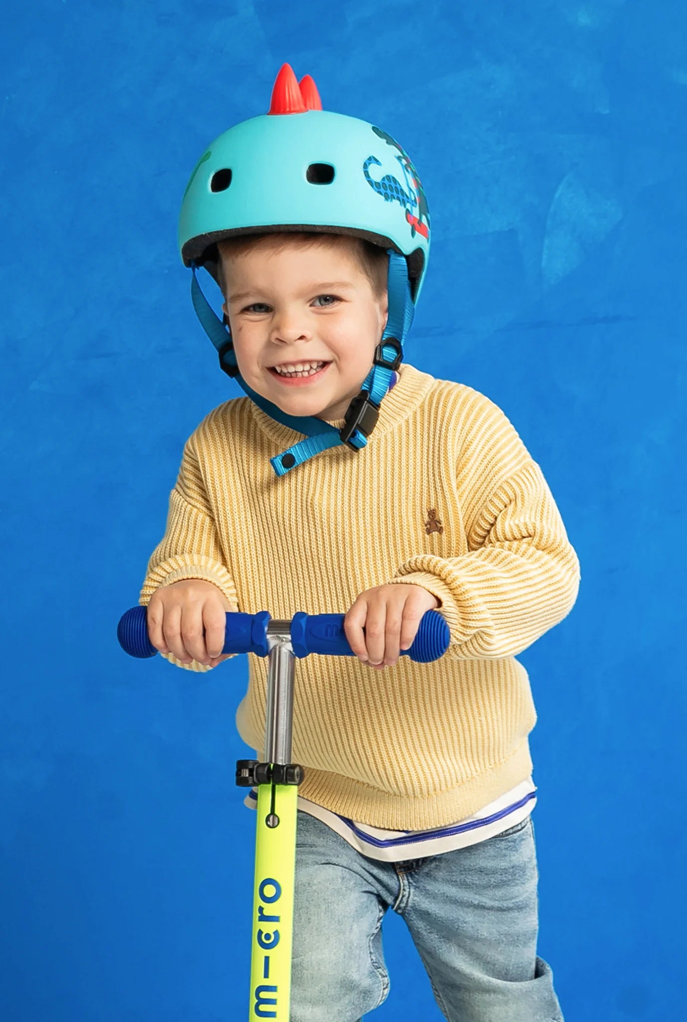 Micro Mini Foldable LED Scooter - Neon Canary Yellow/Blue - LOCAL PICK UP ONLY