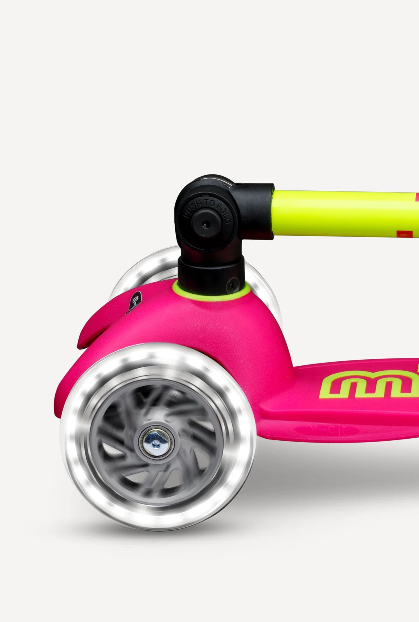 Micro Mini Foldable LED Scooter - Neon Flamingo Pink/Yellow - LOCAL PICK UP ONLY