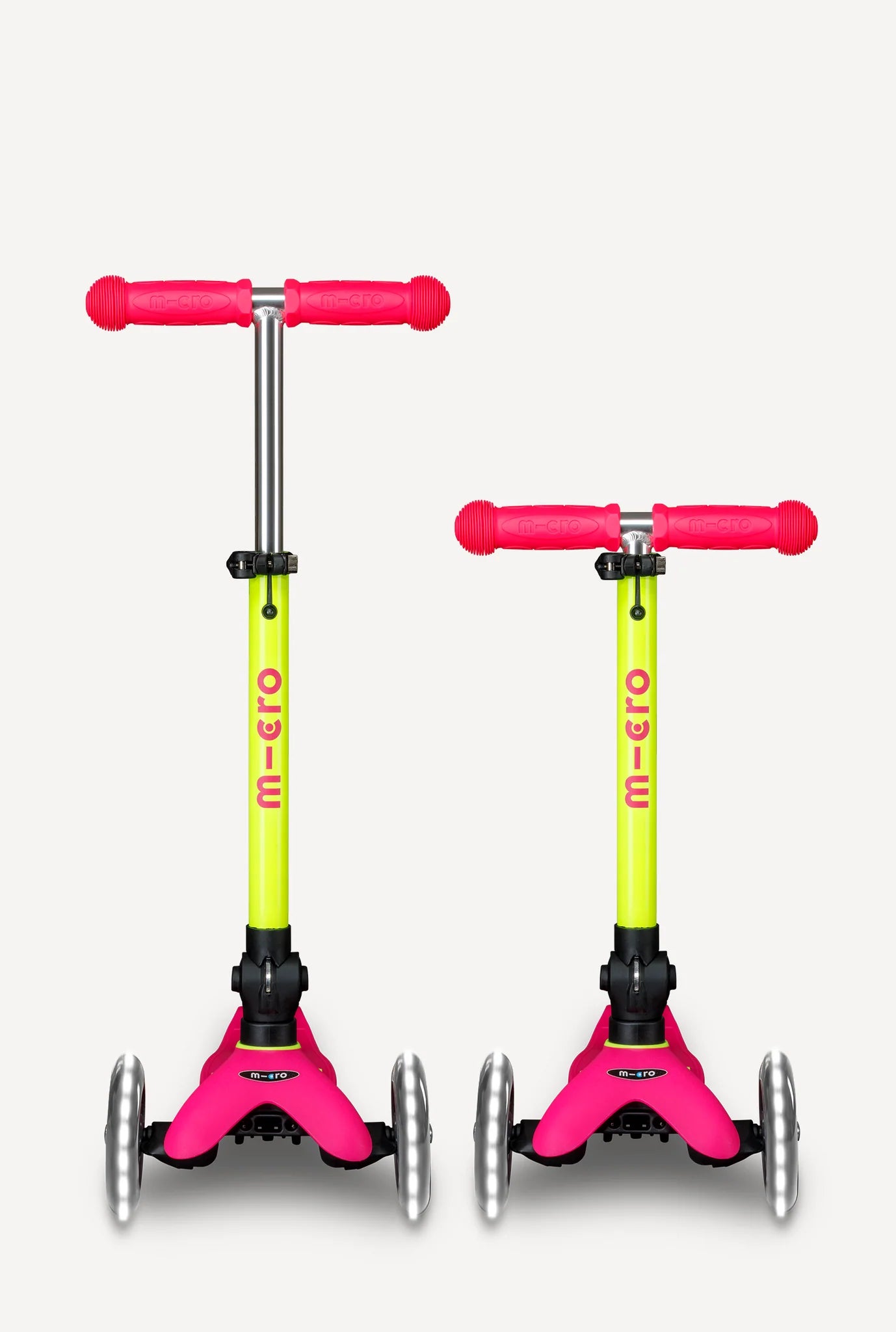 Micro Mini Foldable LED Scooter - Neon Flamingo Pink/Yellow - LOCAL PICK UP ONLY