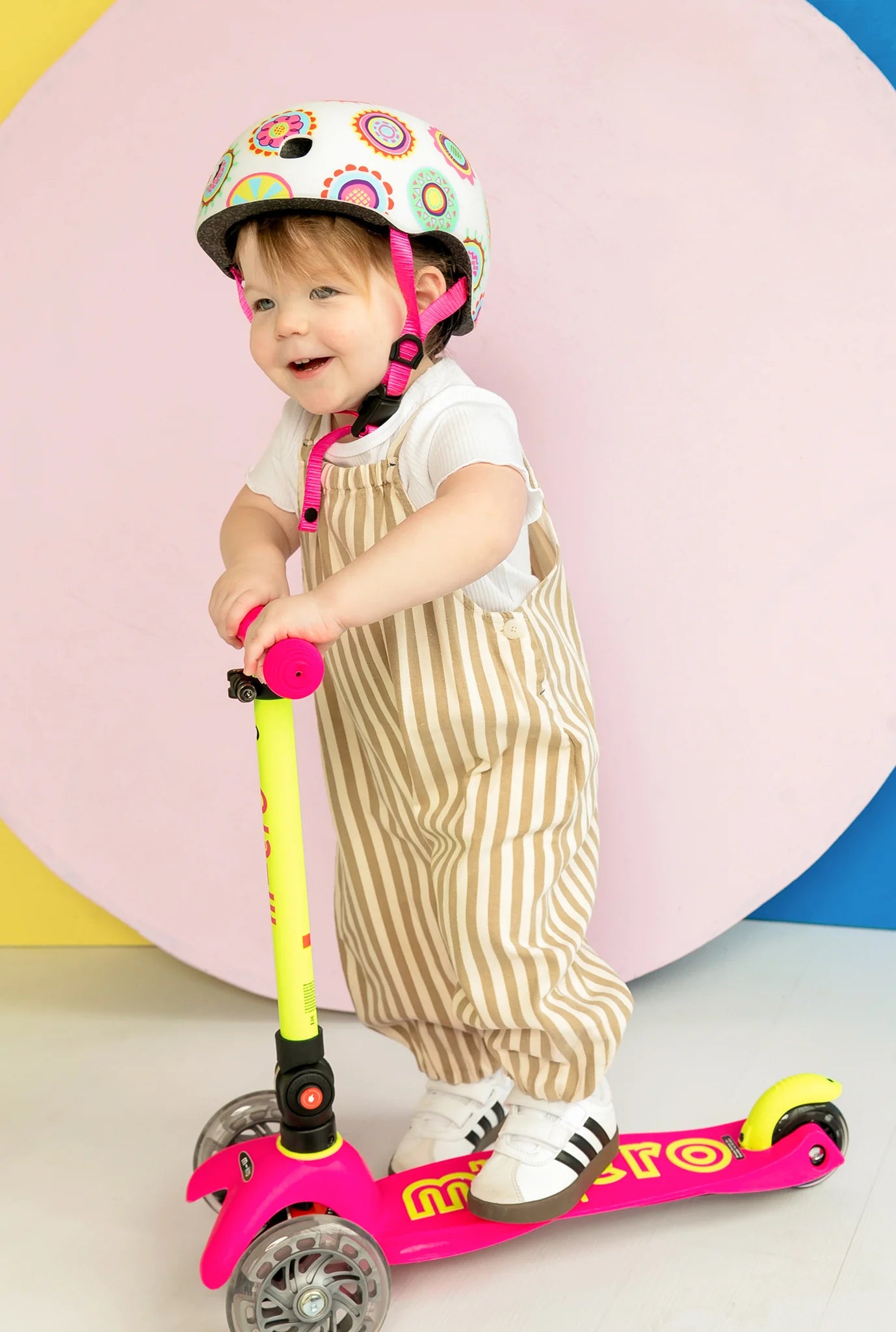Micro Mini Foldable LED Scooter - Neon Flamingo Pink/Yellow - LOCAL PICK UP ONLY