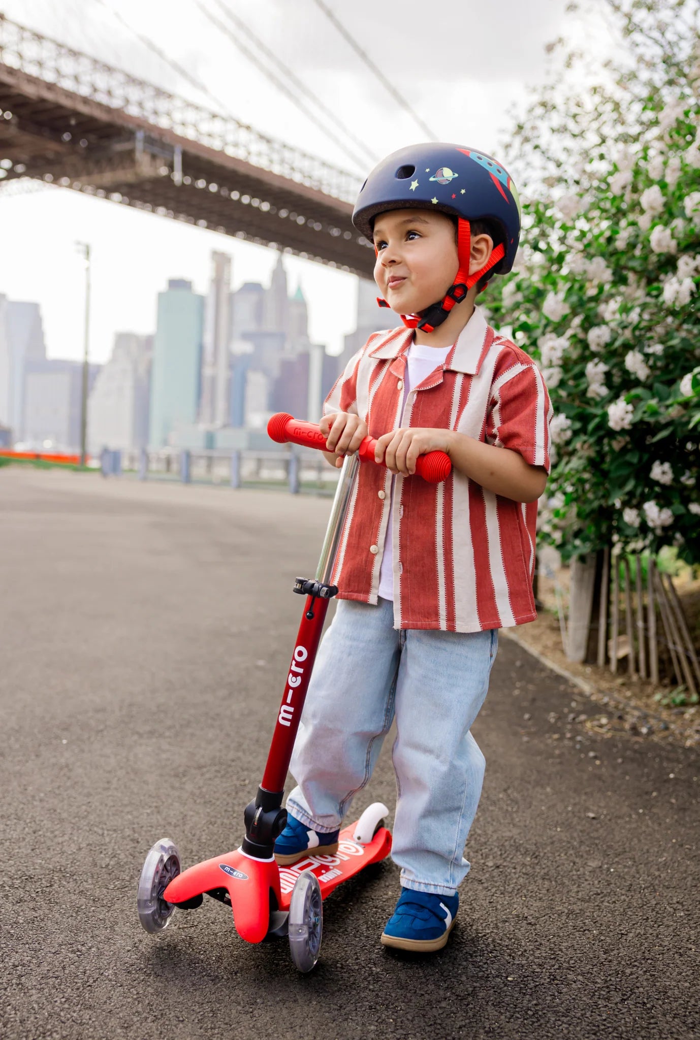 Micro Mini Foldable LED Scooter - Red/White - LOCAL PICK UP ONLY
