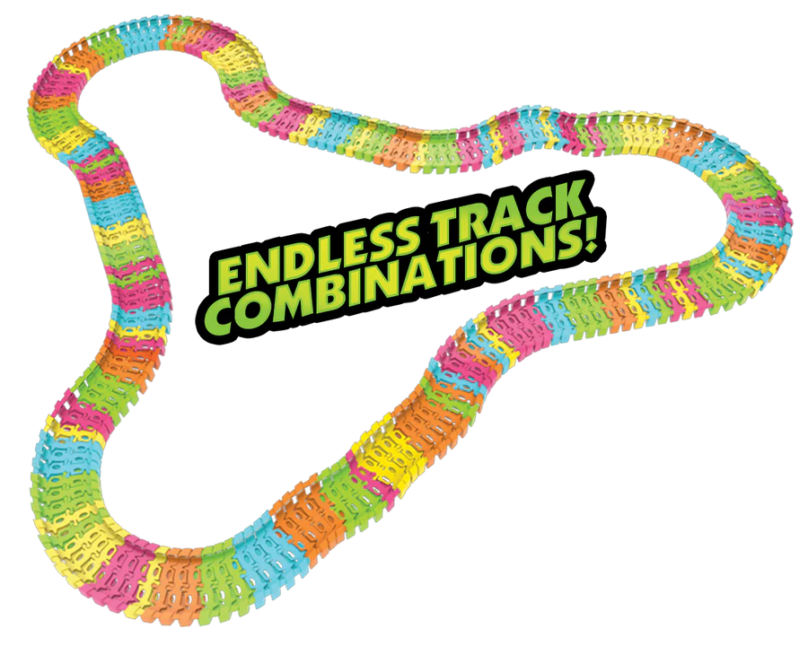 Twister Tracks 221 (11 feet) Neon Glow Track + 1 Green Race Car | Mindscope