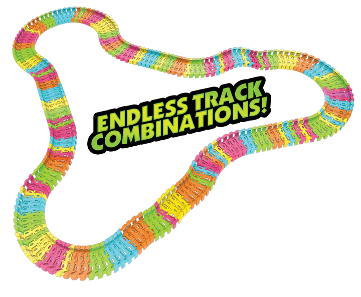 Twister Tracks 221 (11 feet) Neon Glow Track + 1 Green Race Car | Mindscope