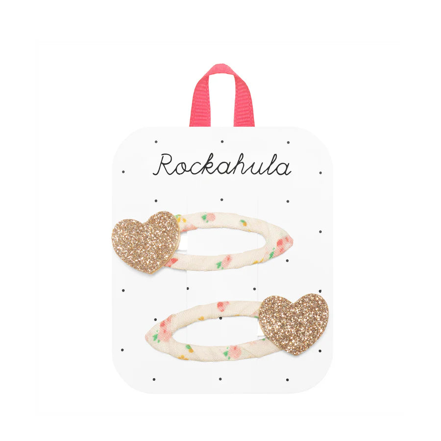 Tiny Blossom Glitter Heart Clips | Rockahula