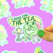 Here For the Tea Frog Vinyl Sticker | Turtle's Soup
