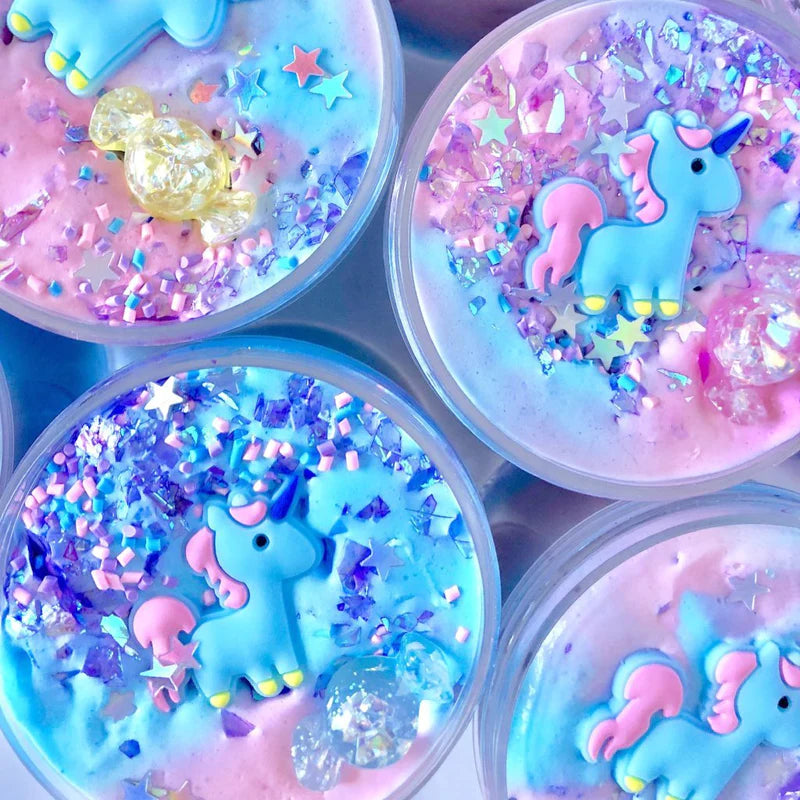 top view of four dont feed the unicorns slimes