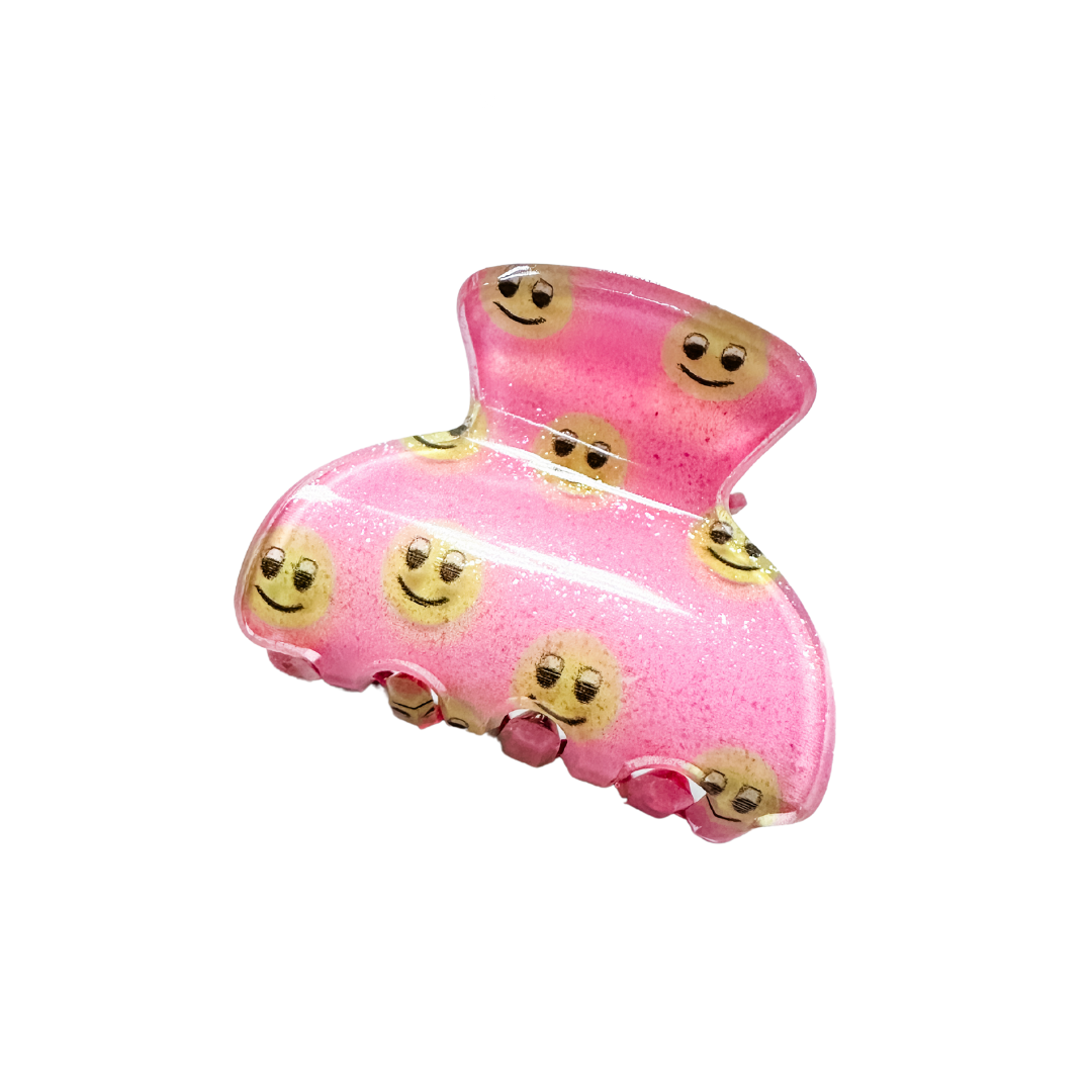 Pink Smiley Hair Claw