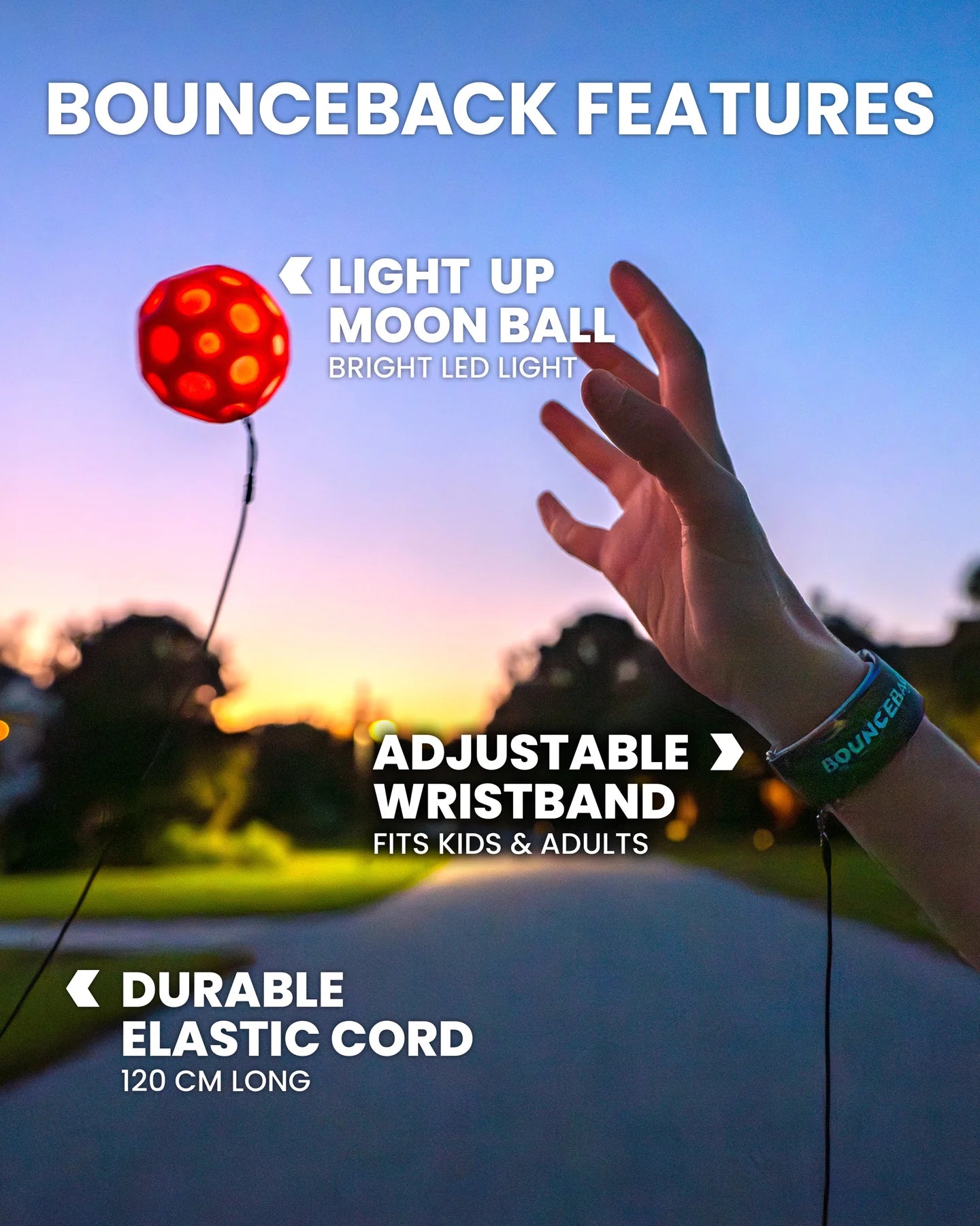 LED Bounceback - Moonshine Ball on a Leash | Waboba