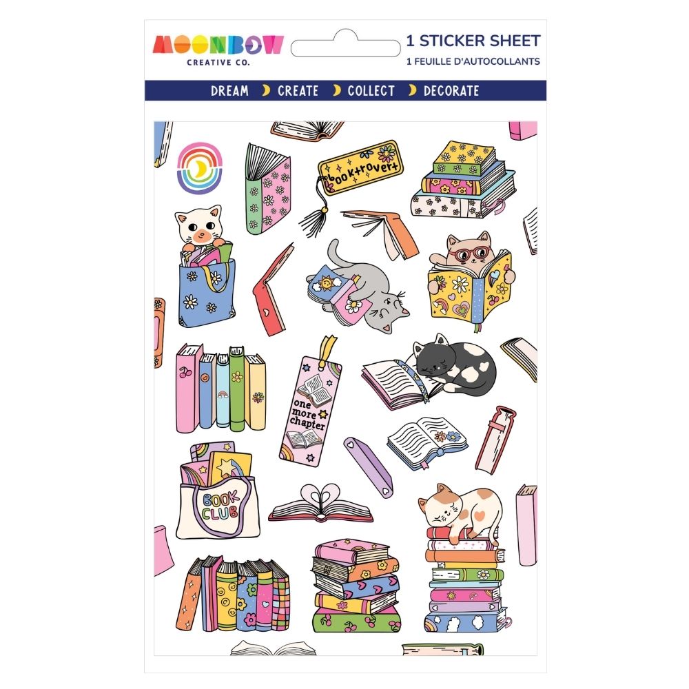 Litter-ary Cats Glossy Sticker Sheet | MoonBow