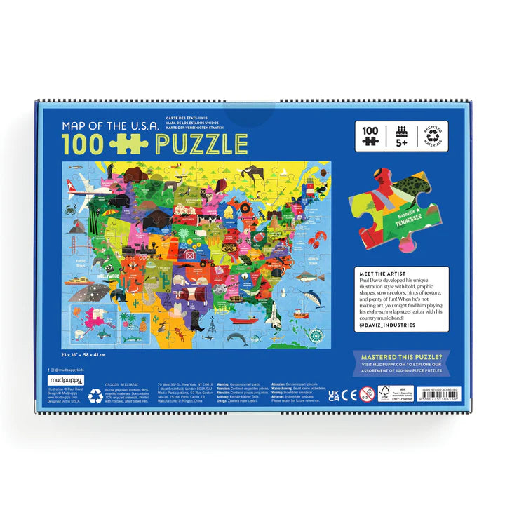 Map of the U.S.A. 100 Piece Puzzle | mudpuppy