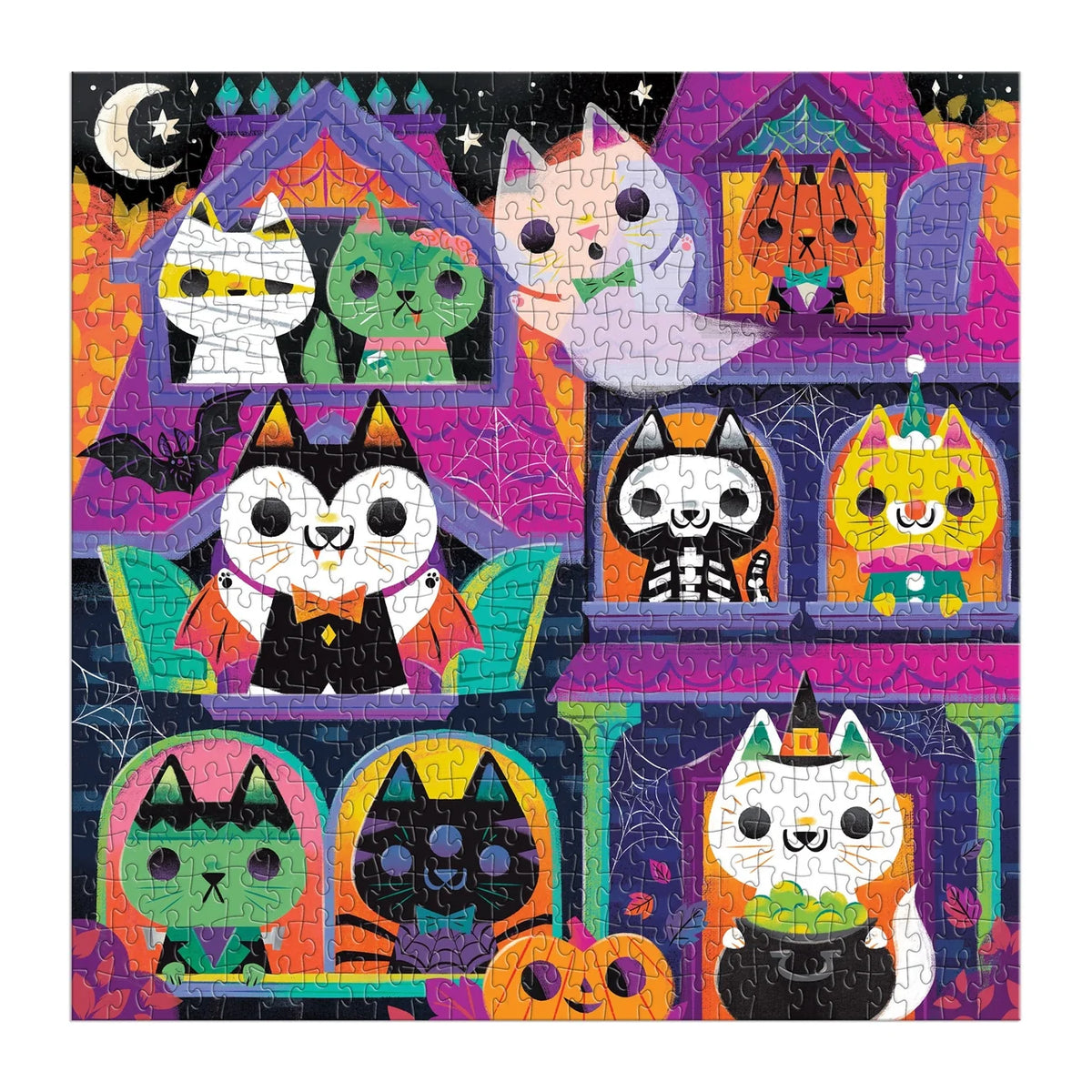 Haunted House Cats 300 Piece Glow in the Dark Puzzle | mudpuppy