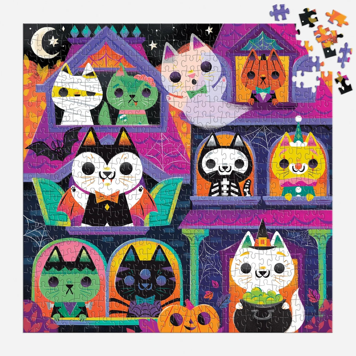 Haunted House Cats 300 Piece Glow in the Dark Puzzle | mudpuppy