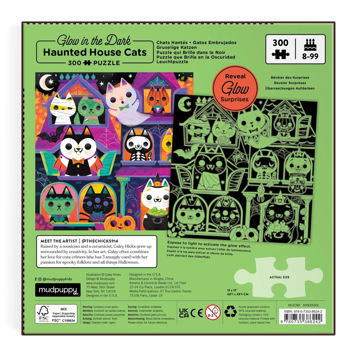 Haunted House Cats 300 Piece Glow in the Dark Puzzle | mudpuppy