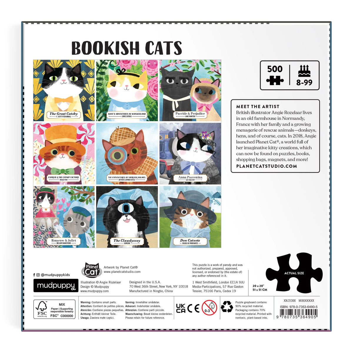 Bookish Cats 500 Piece Family Puzzle | mudpuppy