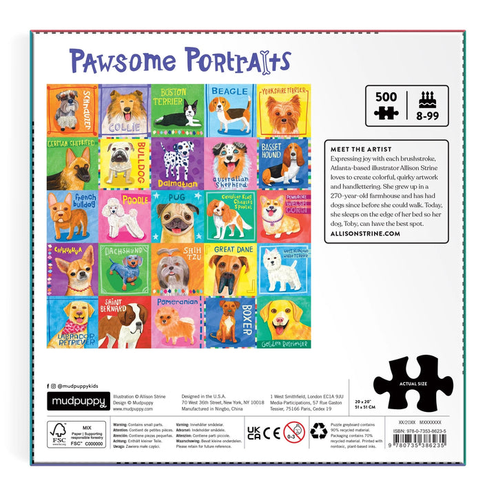 Pawsome Portraits 500 Piece Family Puzzle | Mudpuppy