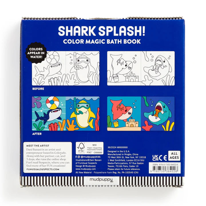 Shark Splash! Color Magic Bath Book | mudpuppy