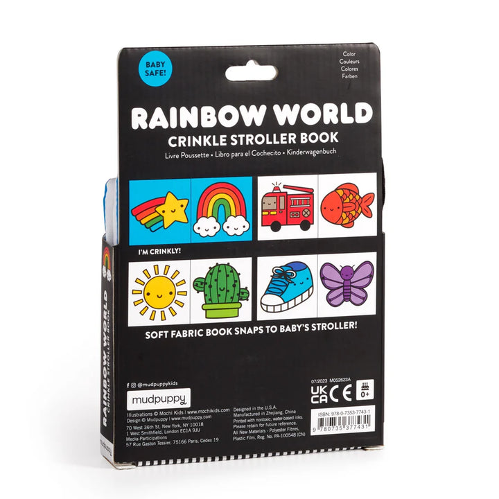 Rainbow World Crinkle Fabric Stroller Book | Mudpuppy