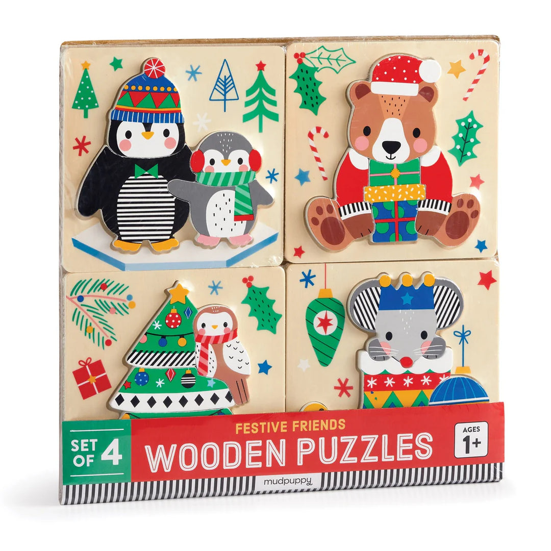 Christmas Set of 4 Wood Puzzles | Mudpuppy