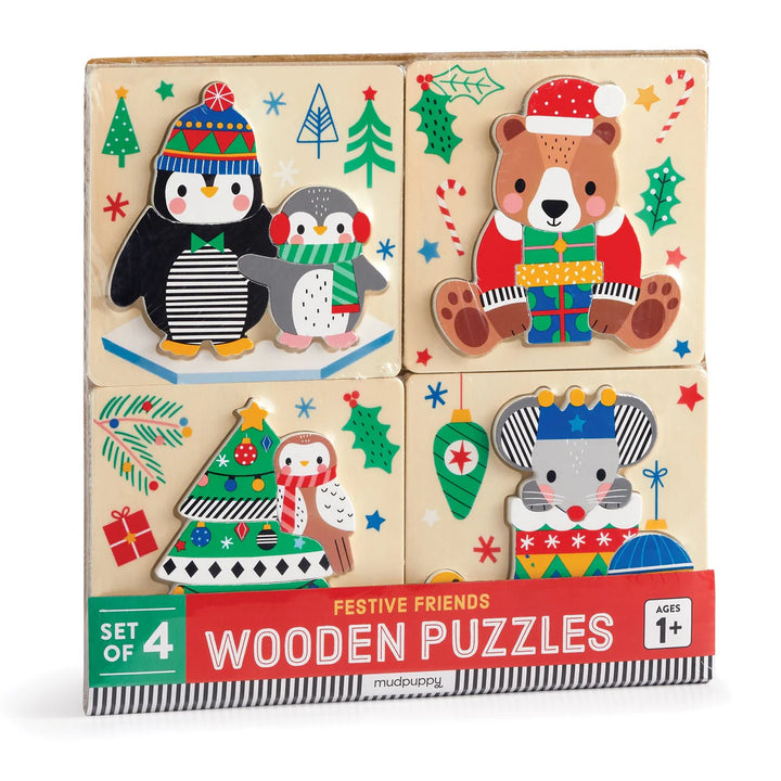 Christmas Set of 4 Wood Puzzles | Mudpuppy