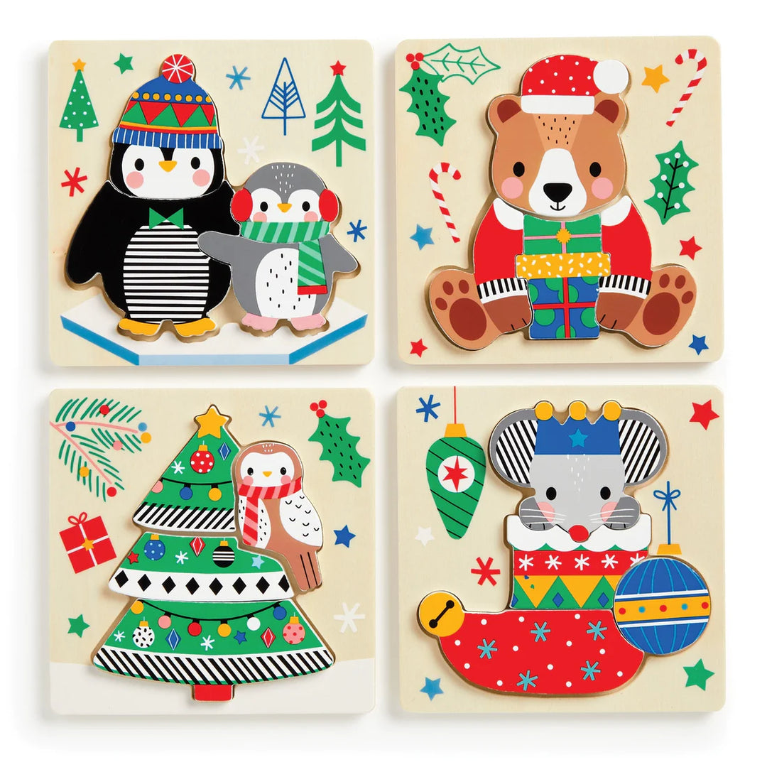 Christmas Set of 4 Wood Puzzles | Mudpuppy