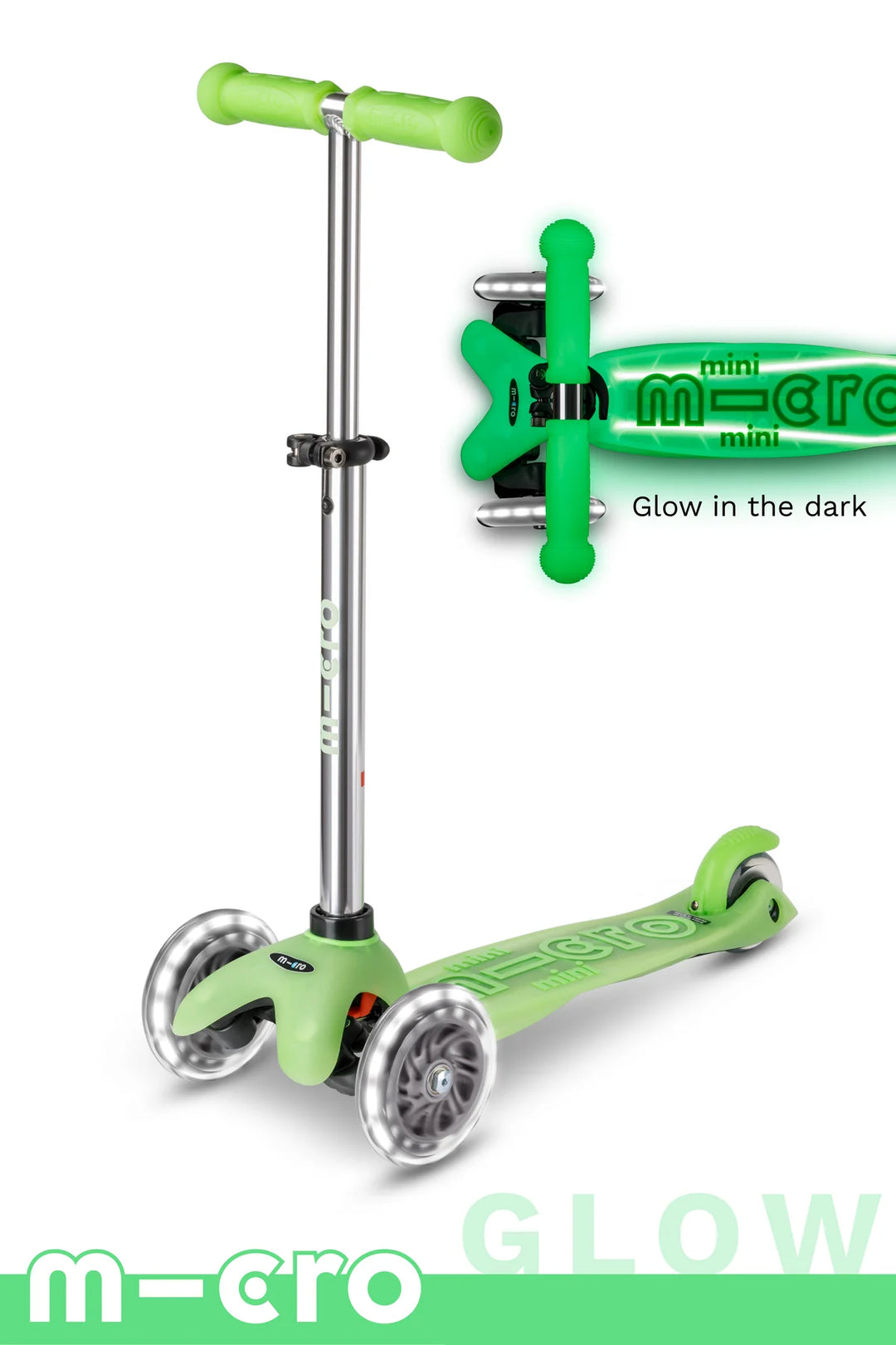 Micro Mini Glow Plus LED Scooter - Icy Lime - LOCAL PICK UP ONLY