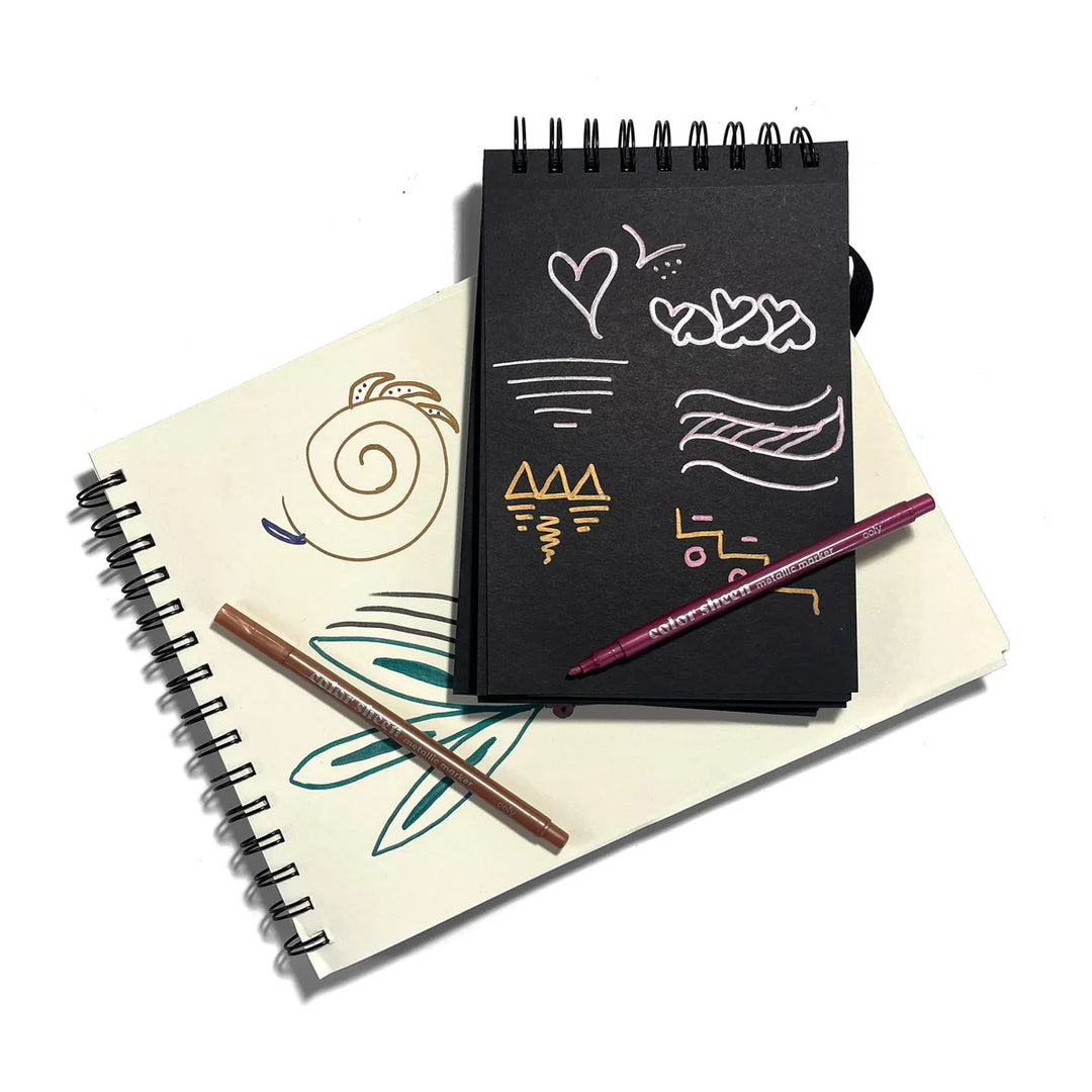Color Sheen Metallic Colored Felt Tip Markers - Set of 12 | OOLY