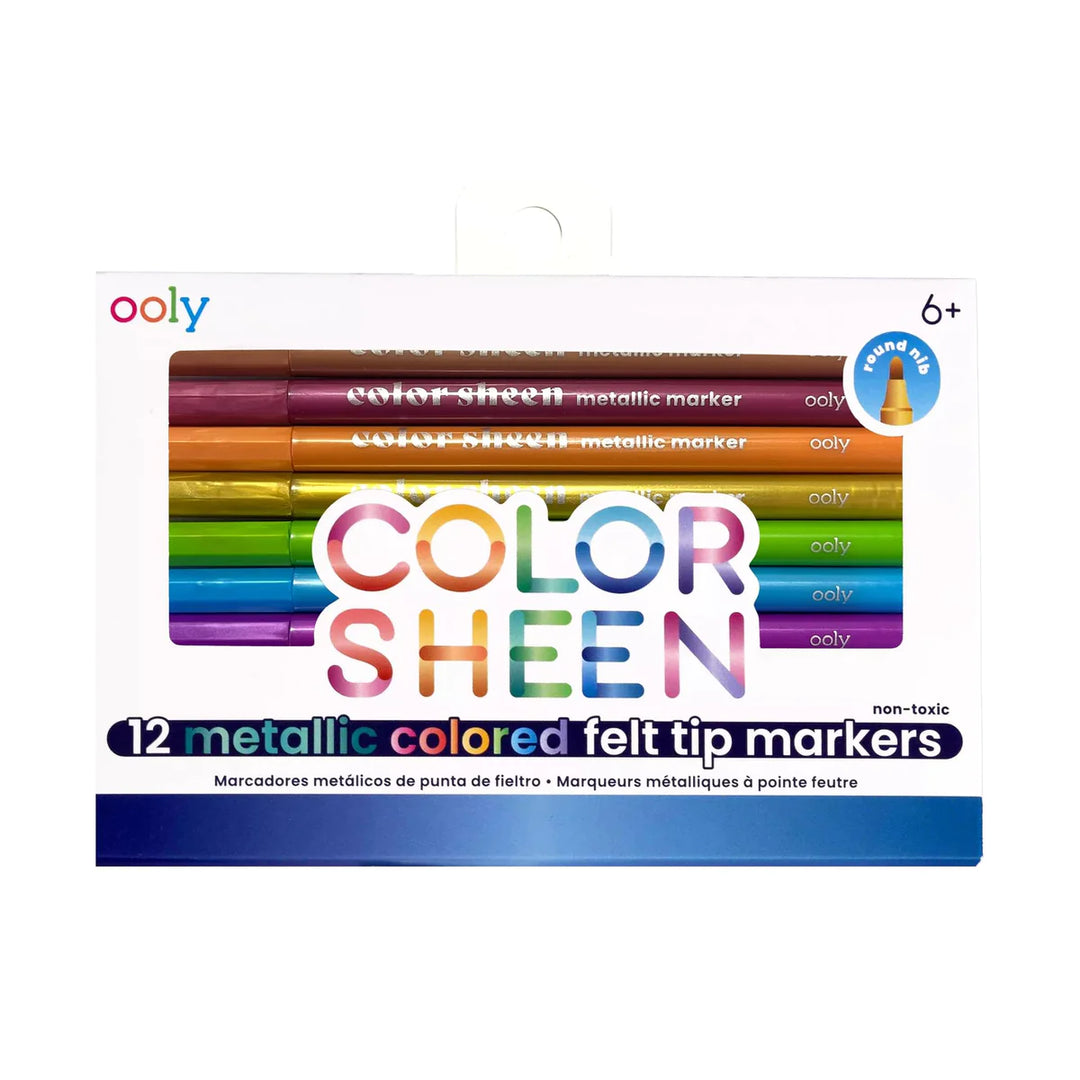 Color Sheen Metallic Colored Felt Tip Markers - Set of 12 | OOLY