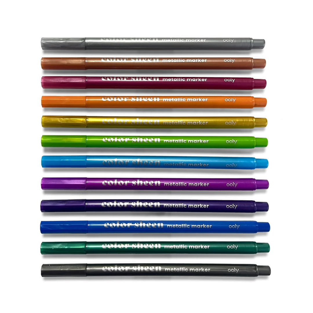 Color Sheen Metallic Colored Felt Tip Markers - Set of 12 | OOLY
