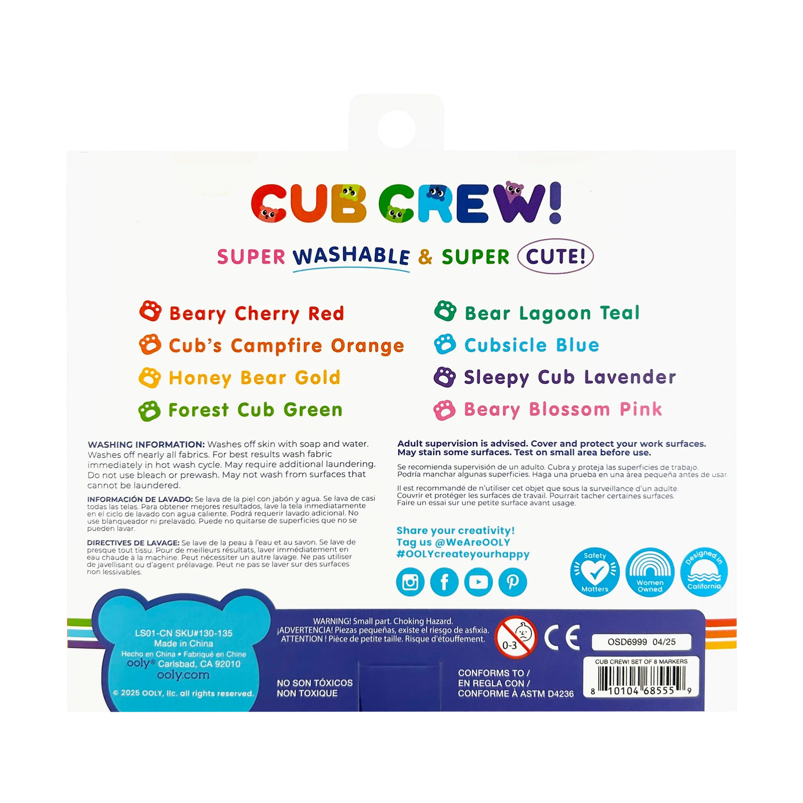 Cub Crew Washable Markers - Set of 8 | OOLY
