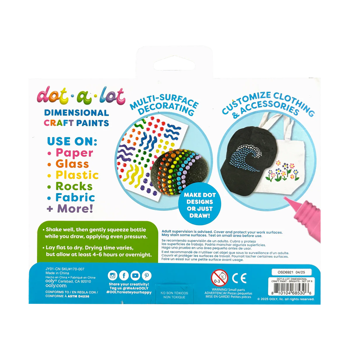 Dot-a-Lot 3D Dimensional Craft Paint - Brights - Set of 8 | OOLY