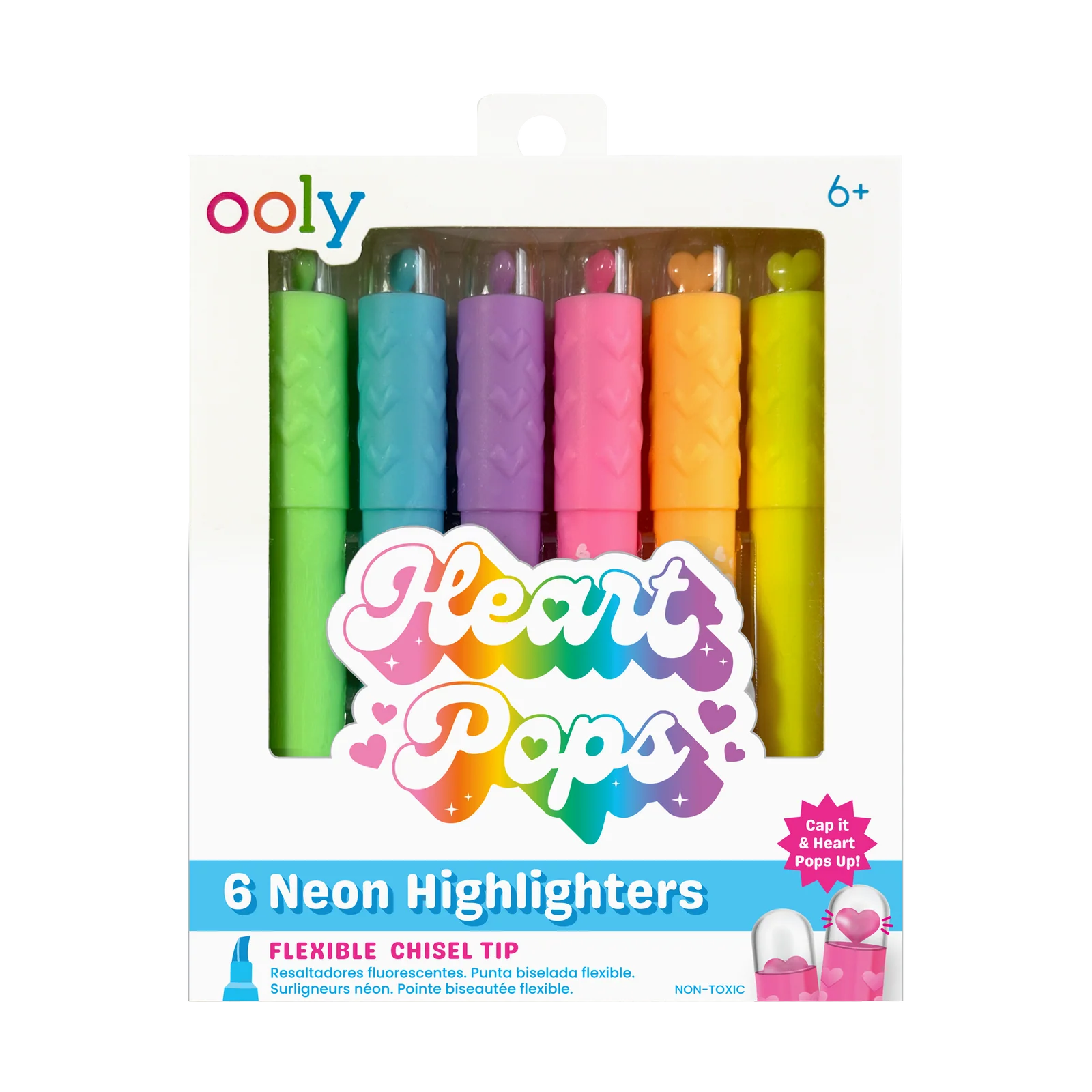 Heart Pops Neon Highlighters - Set of 6 | OOLY
