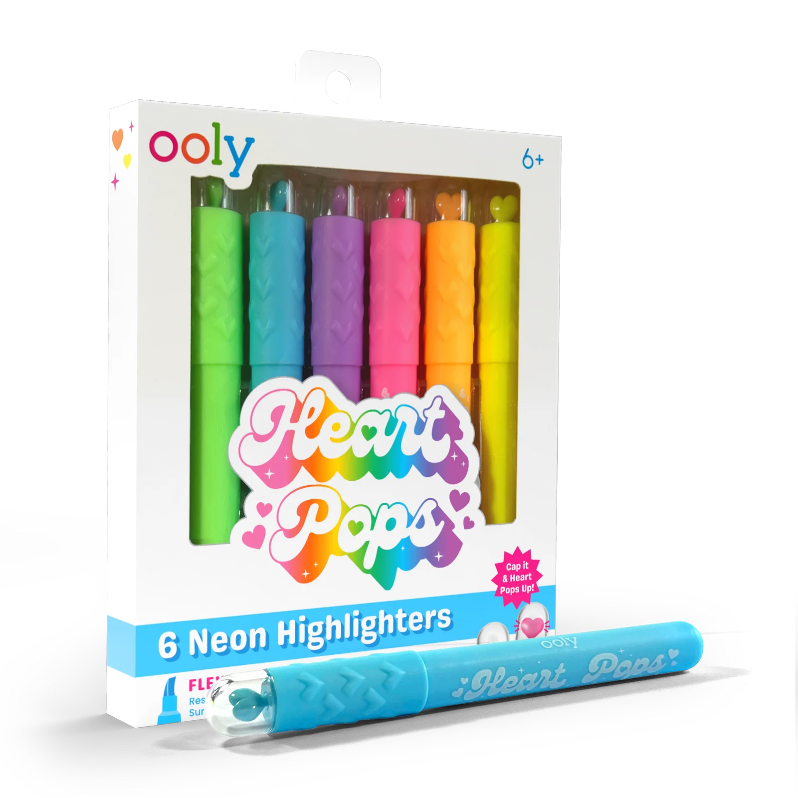 Heart Pops Neon Highlighters - Set of 6 | OOLY