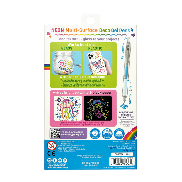 Jelly Gloss Neon Multi-Surface Deco Gel Pens | OOLY