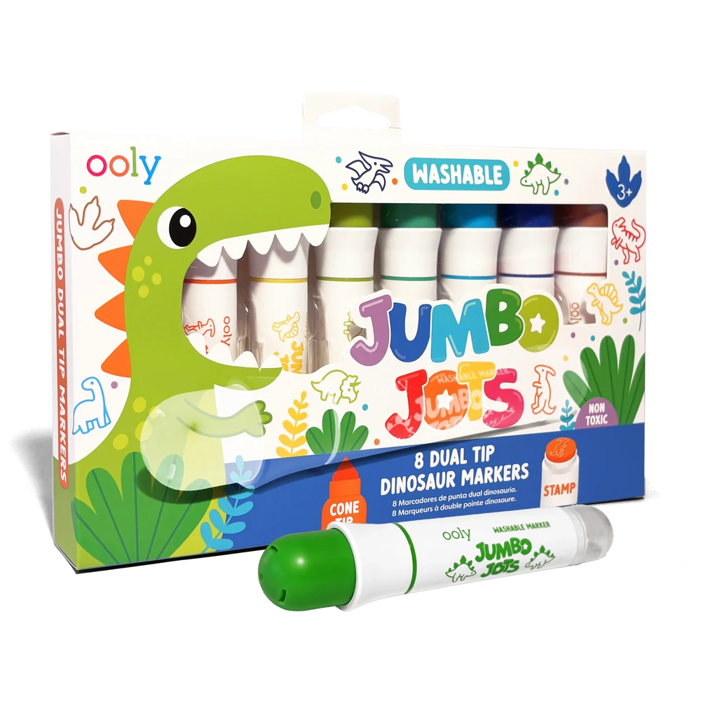 Jumbo Jots - 8 Dual Tip Dinosaur Markers | OOLY