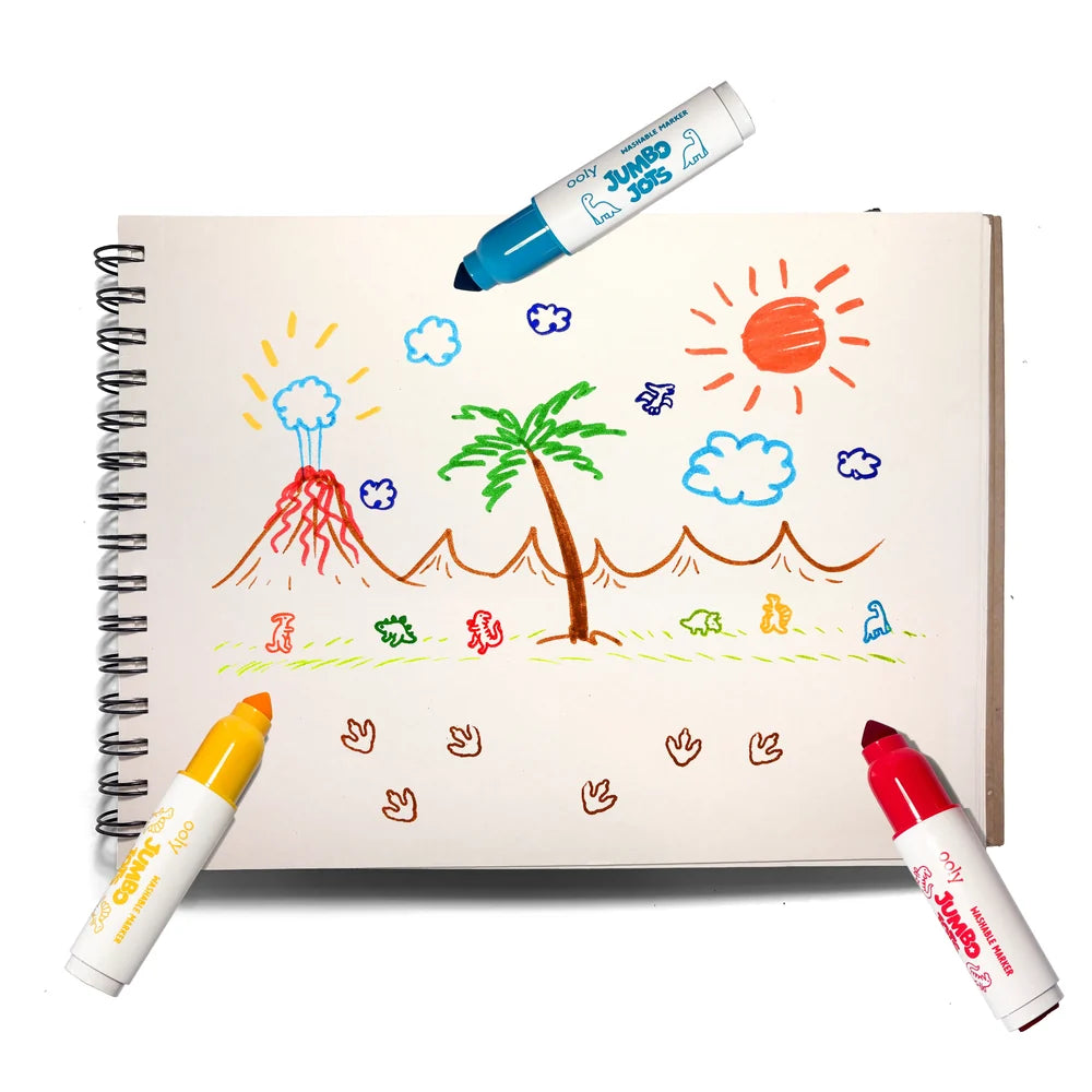 Jumbo Jots - 8 Dual Tip Dinosaur Markers | OOLY