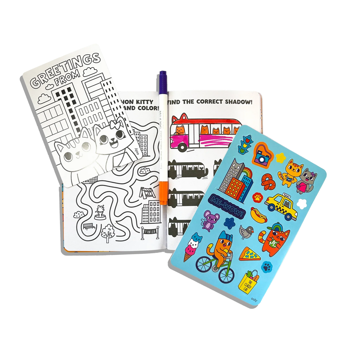 Let's Go! Activity & Coloring Kit - Kitty In the City | OOLY