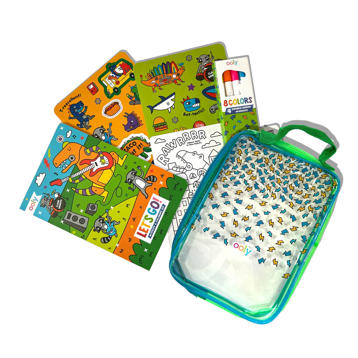 Let's Go! Activity & Coloring Kit - Robo Dinos | OOLY