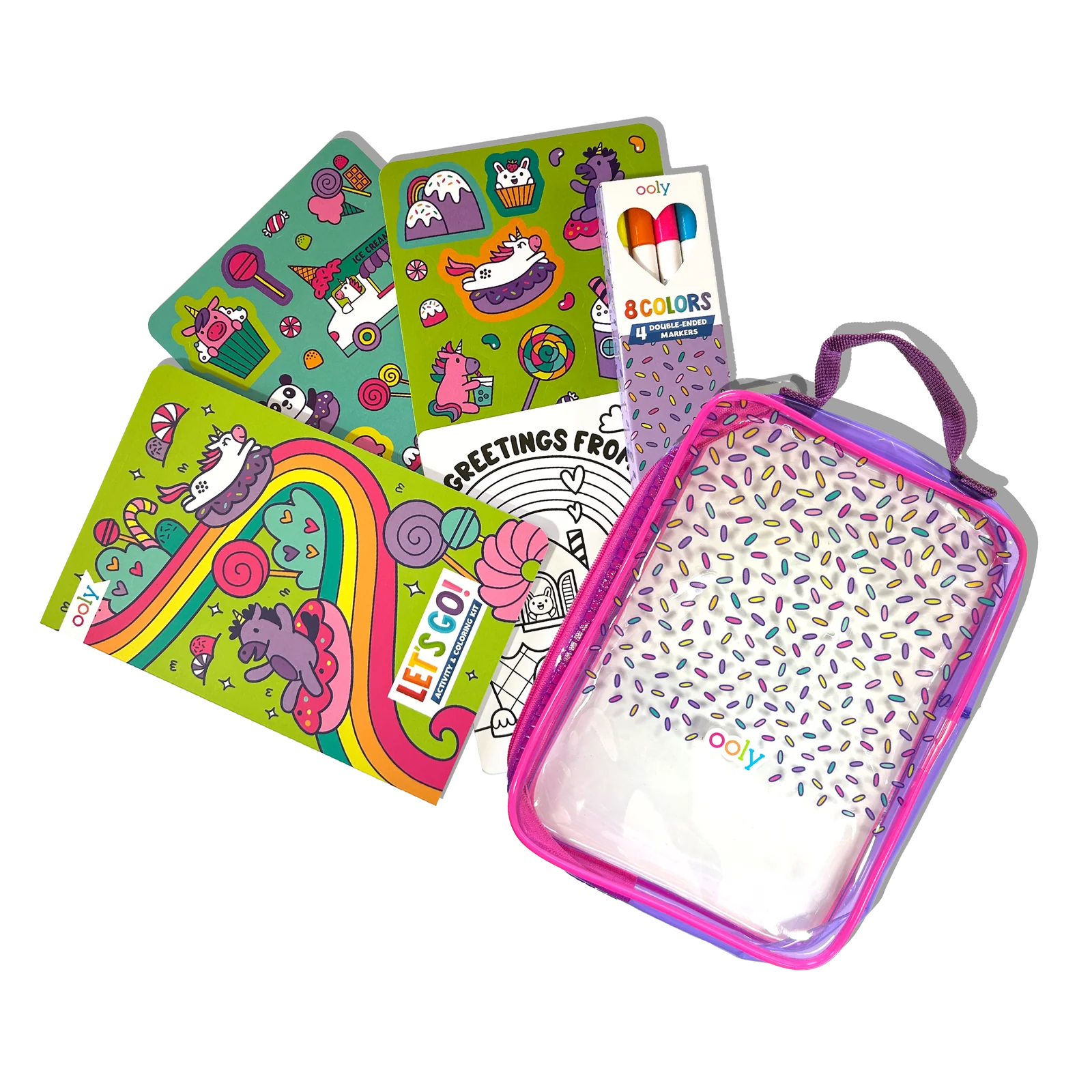 Let's Go! Activity & Coloring Kit - Unicorn Candy Town | OOLY