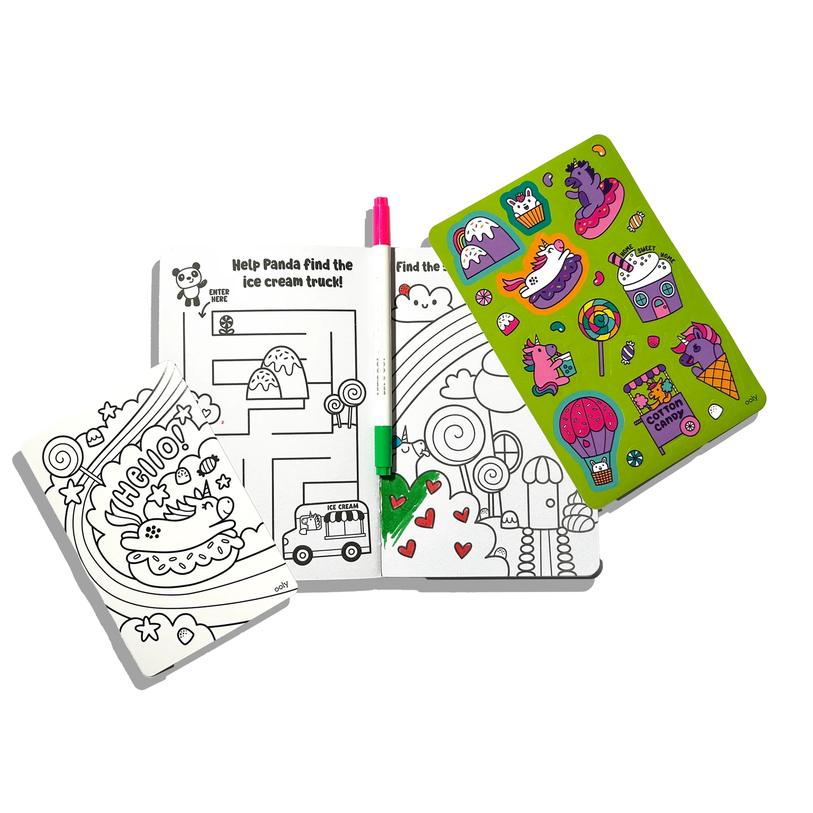 Let's Go! Activity & Coloring Kit - Unicorn Candy Town | OOLY