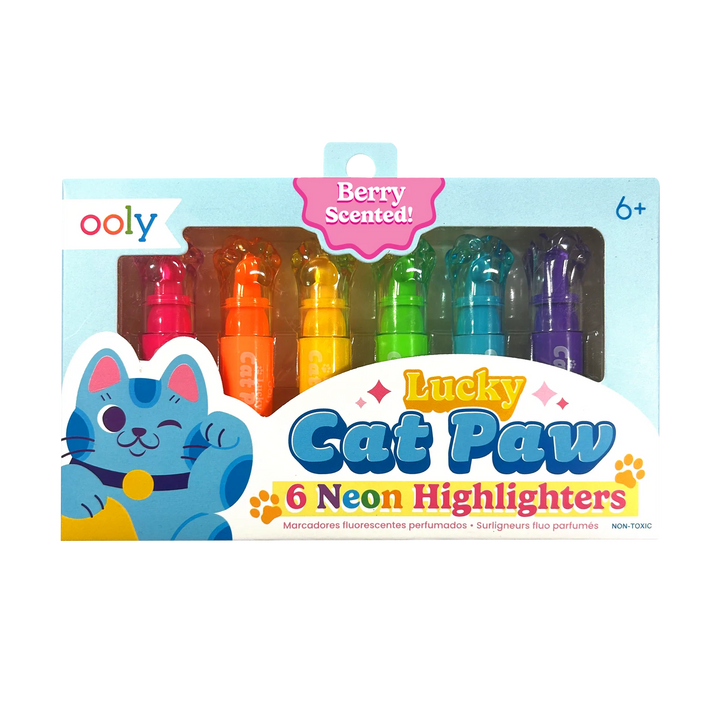 Lucky Cat Paw Scented Neon Highlighters - Set of 6 | OOLY