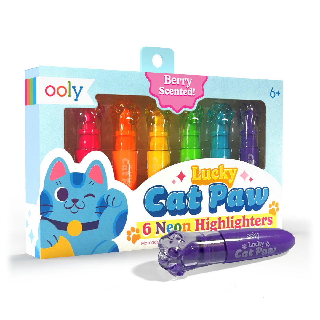 Lucky Cat Paw Scented Neon Highlighters - Set of 6 | OOLY