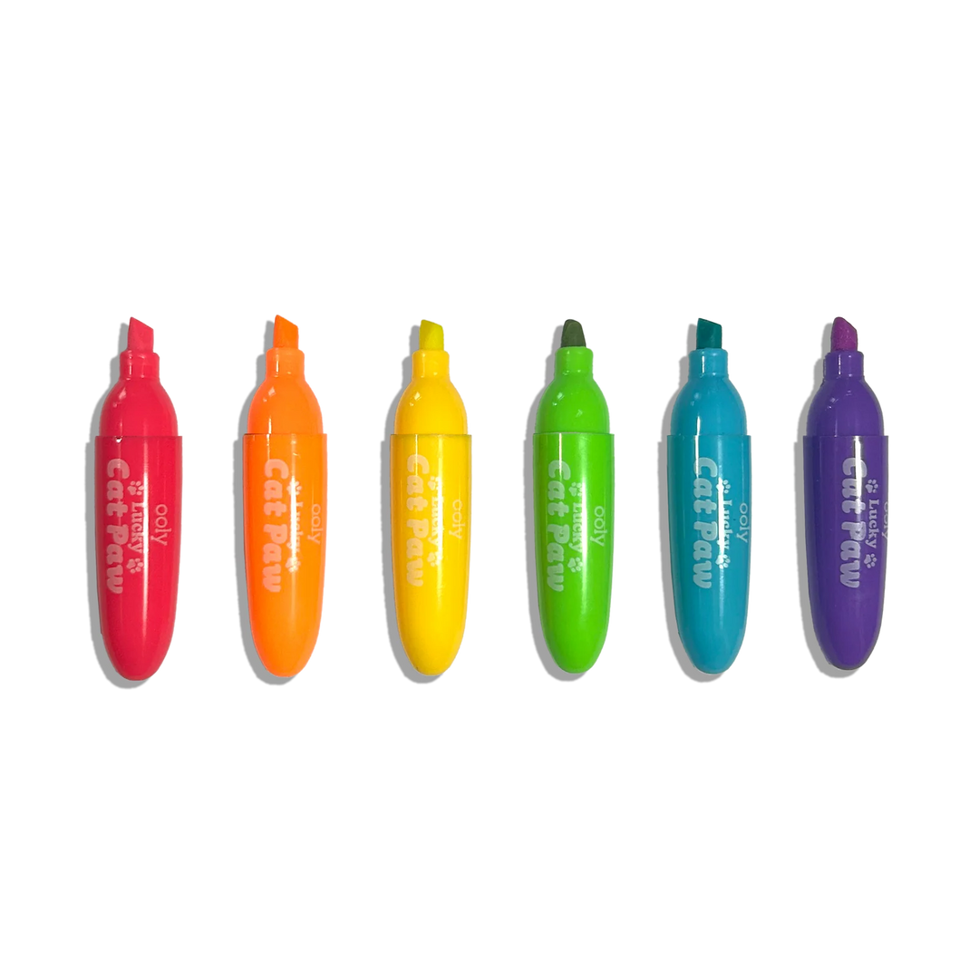 Lucky Cat Paw Scented Neon Highlighters - Set of 6 | OOLY