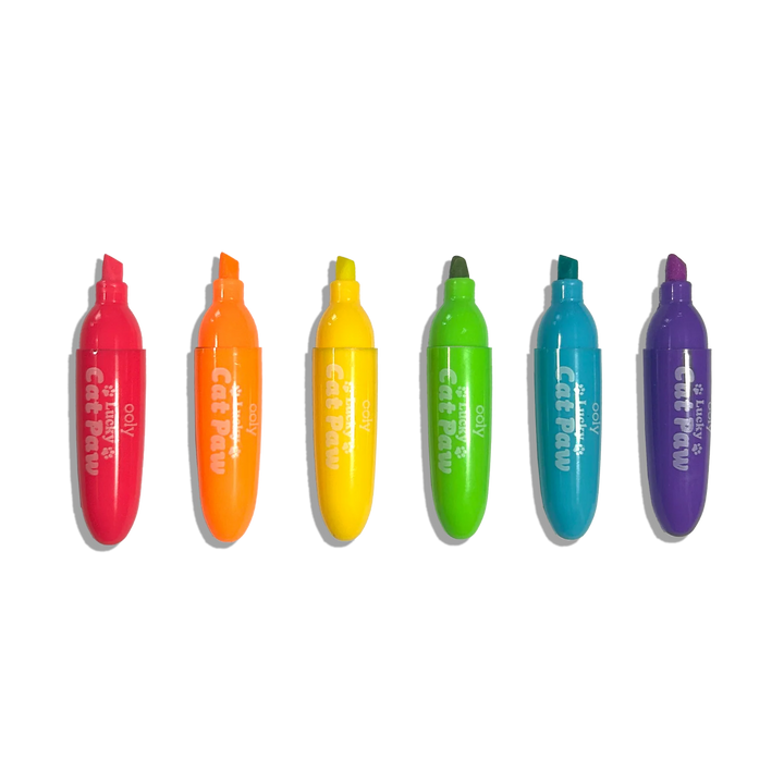 Lucky Cat Paw Scented Neon Highlighters - Set of 6 | OOLY