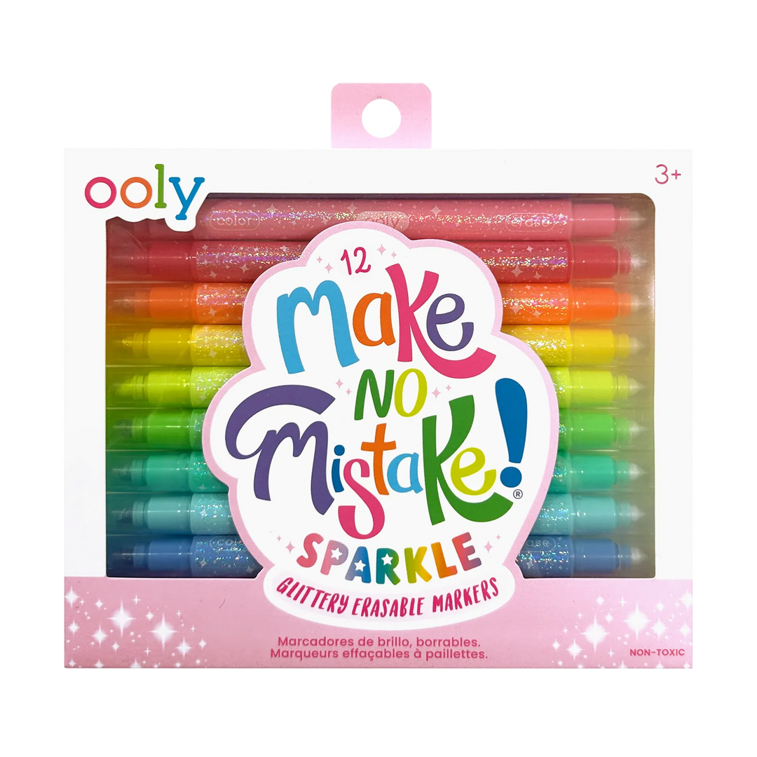 Make No Mistake! Sparkle Glittery Erasable Markers - Set of 12 | OOLY